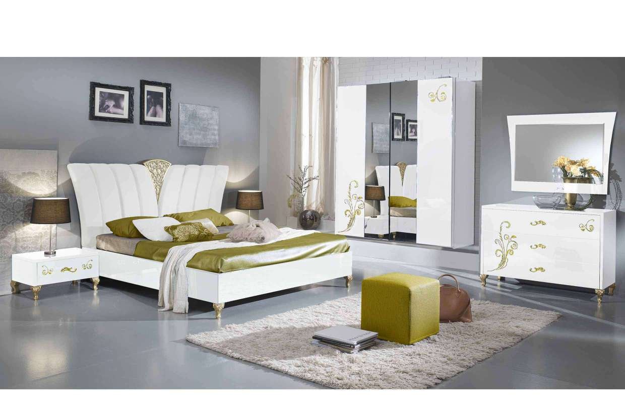 Schlafzimmer Sofia Weiß-Gold - Ben Company