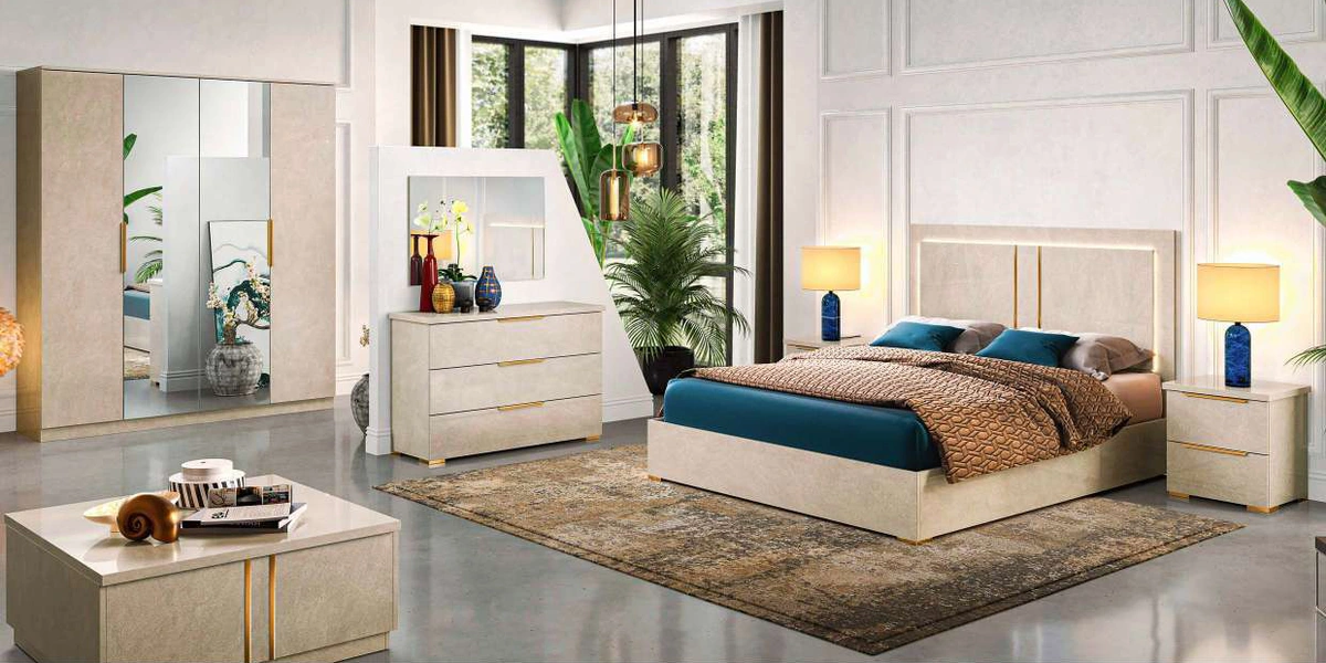 Schlafzimmer Luna – Creme / Gold – Ben Company