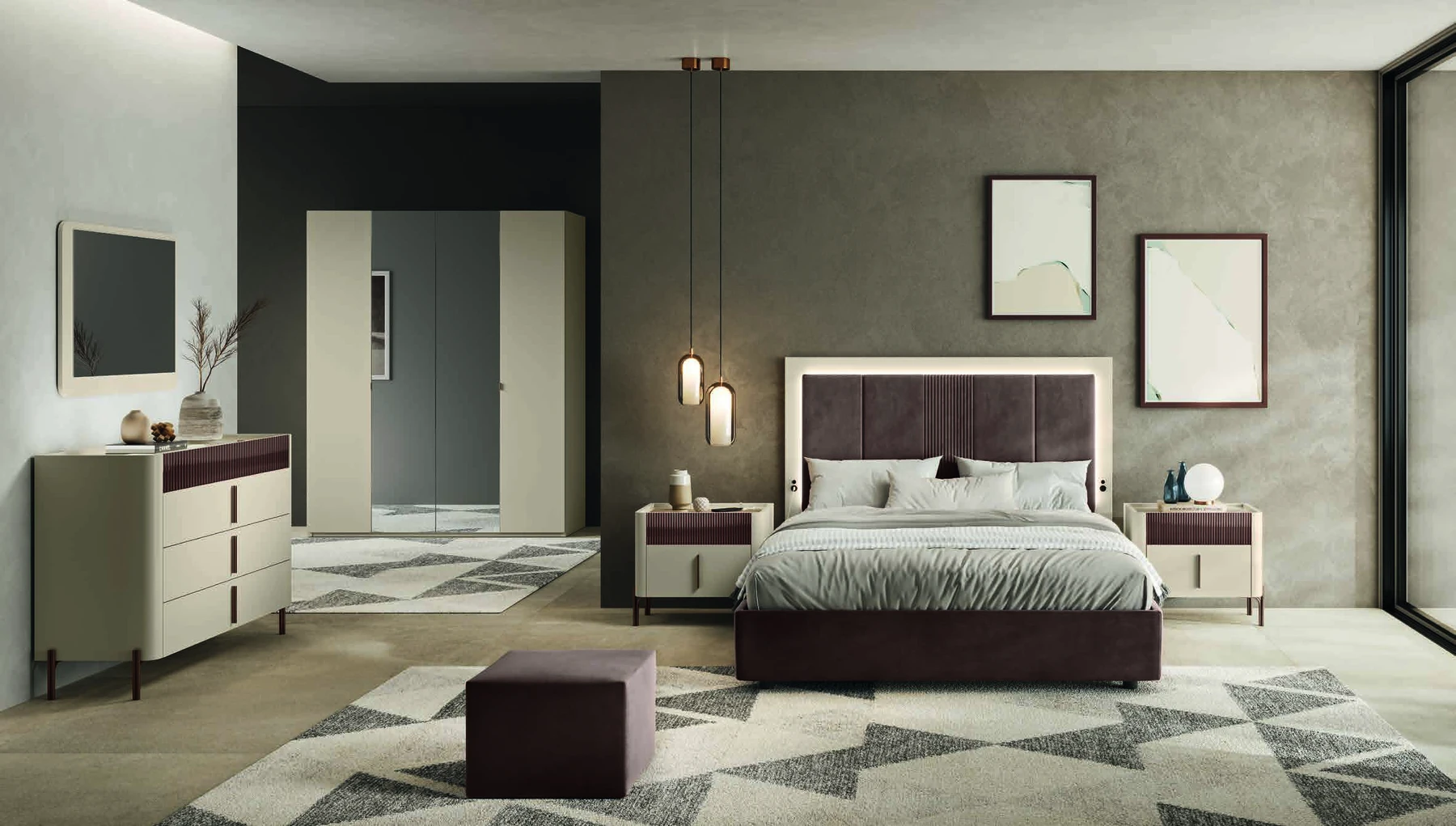Schlafzimmer Echo – Samt Braun A174 | Eurodesign