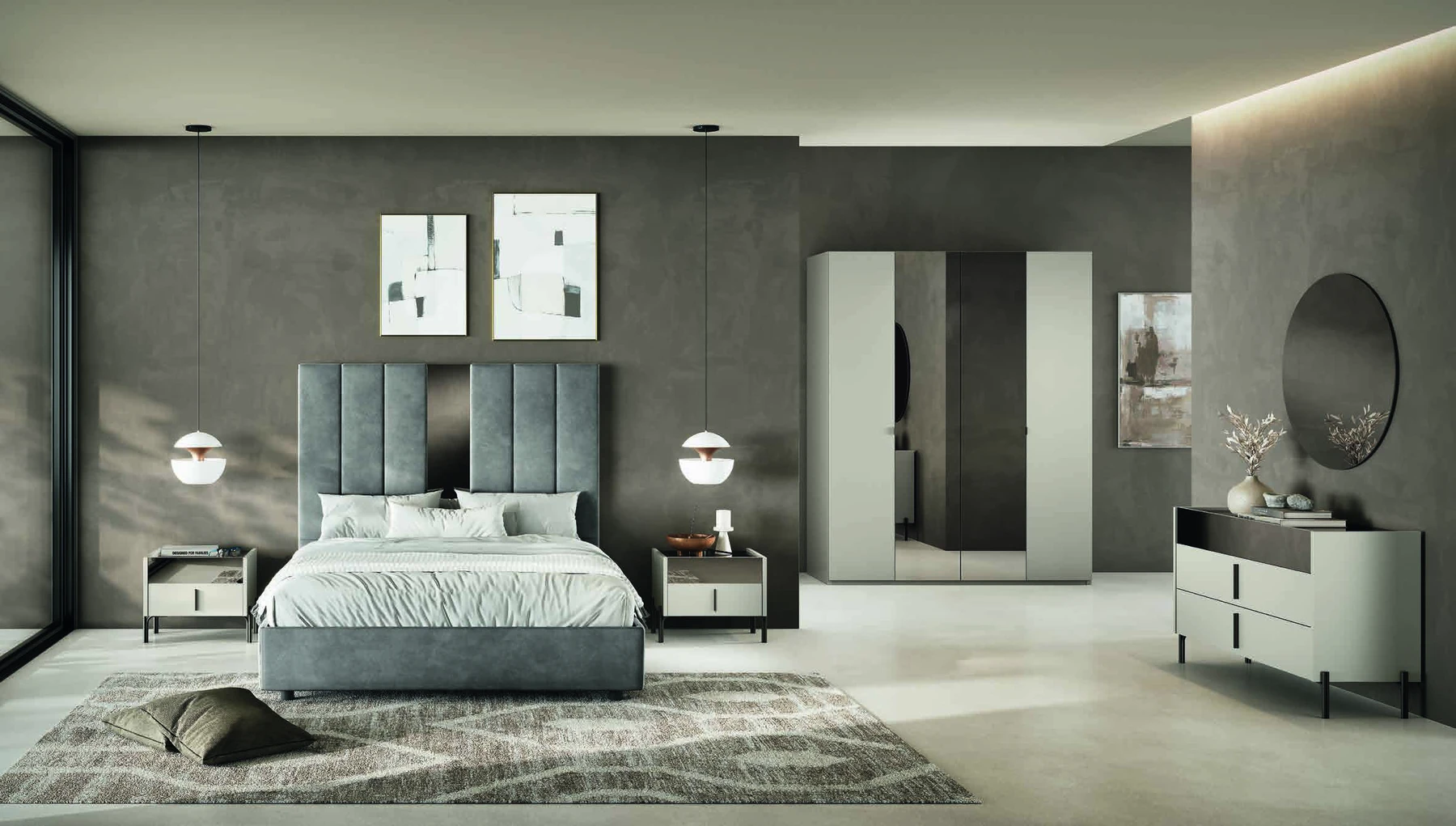 Schlafzimmer Pam – Grau / Rauchspiegel | Eurodesign