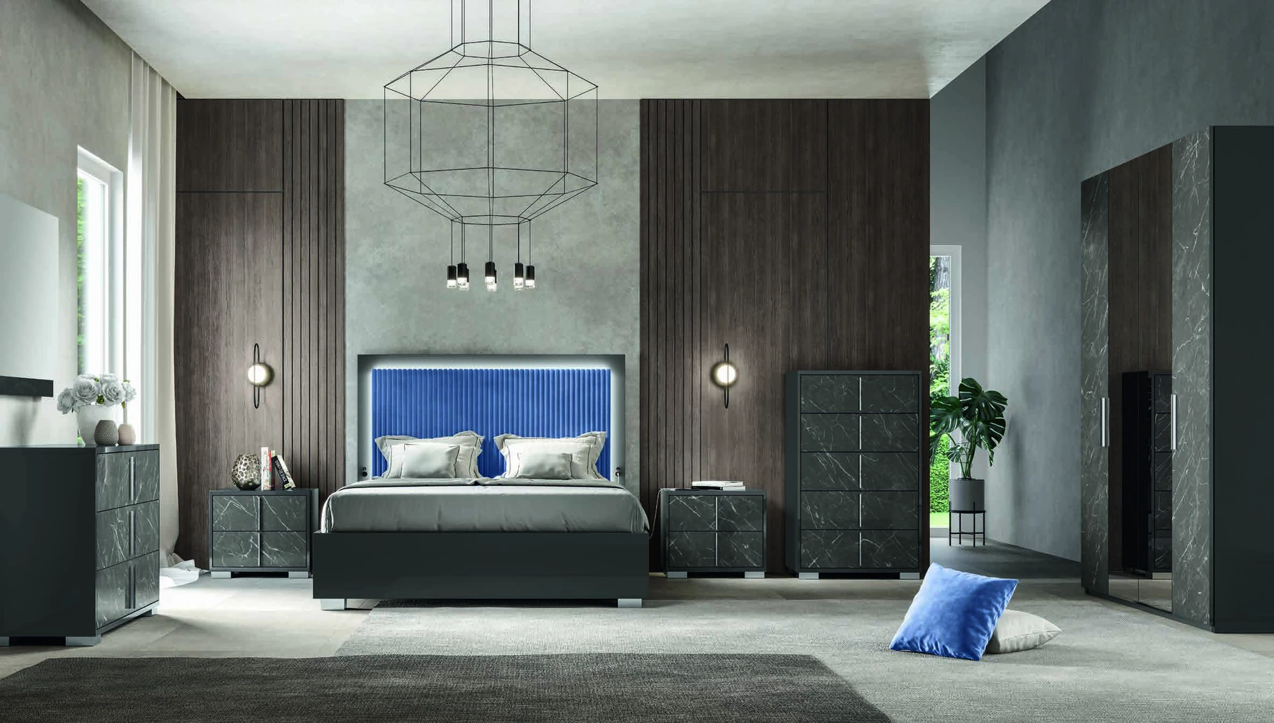 Schlafzimmer Sky – Marmoroptik Schwarz | Eurodesign