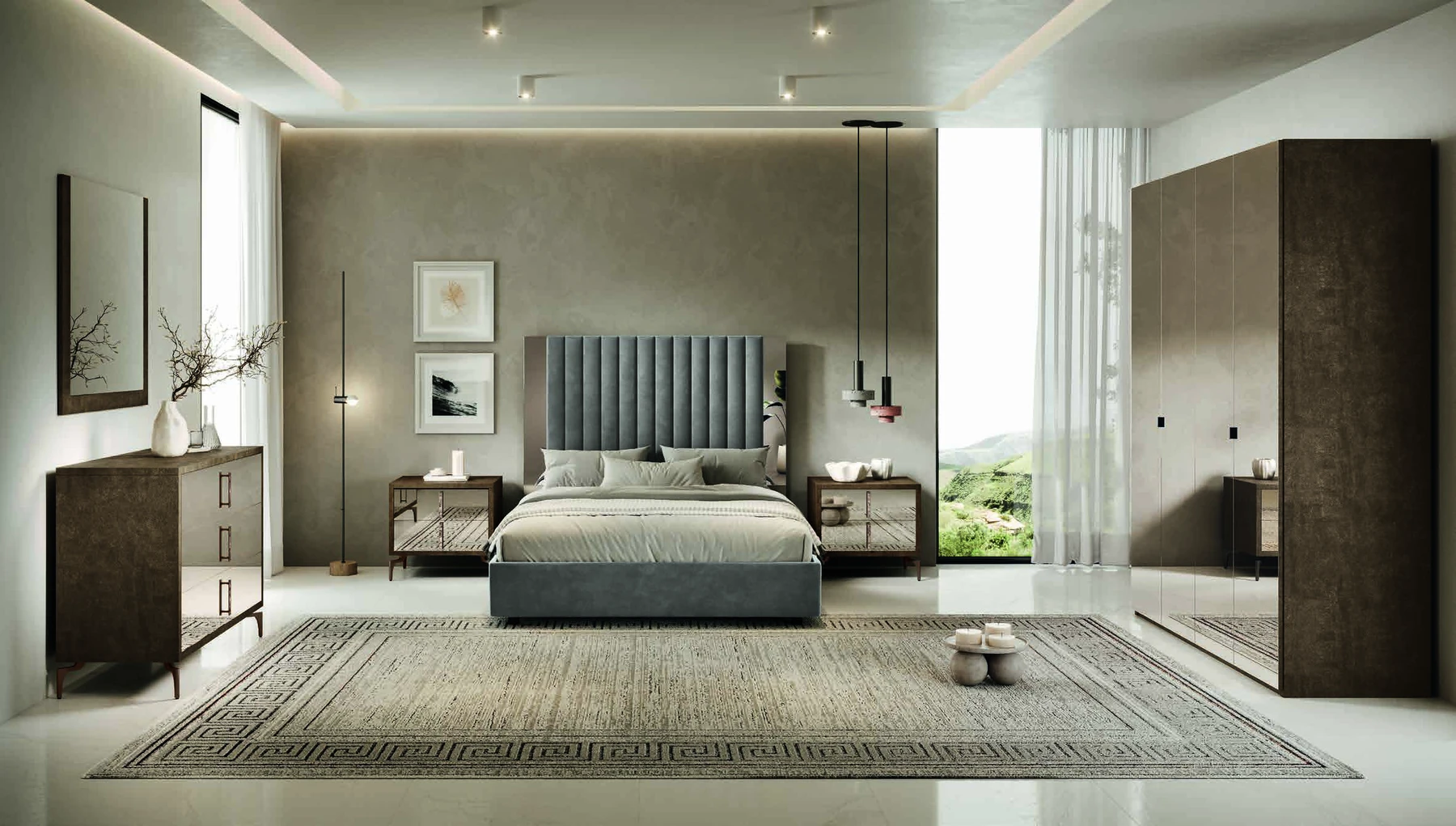 Camera da letto Thea – Bronzo / specchi bronzati | Eurodesign