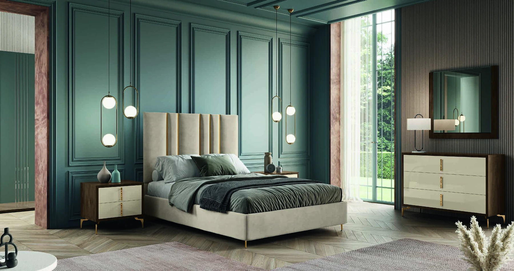 Camera da letto Tiffany Glamour – Tortora / bronzo / oro | Eurodesign