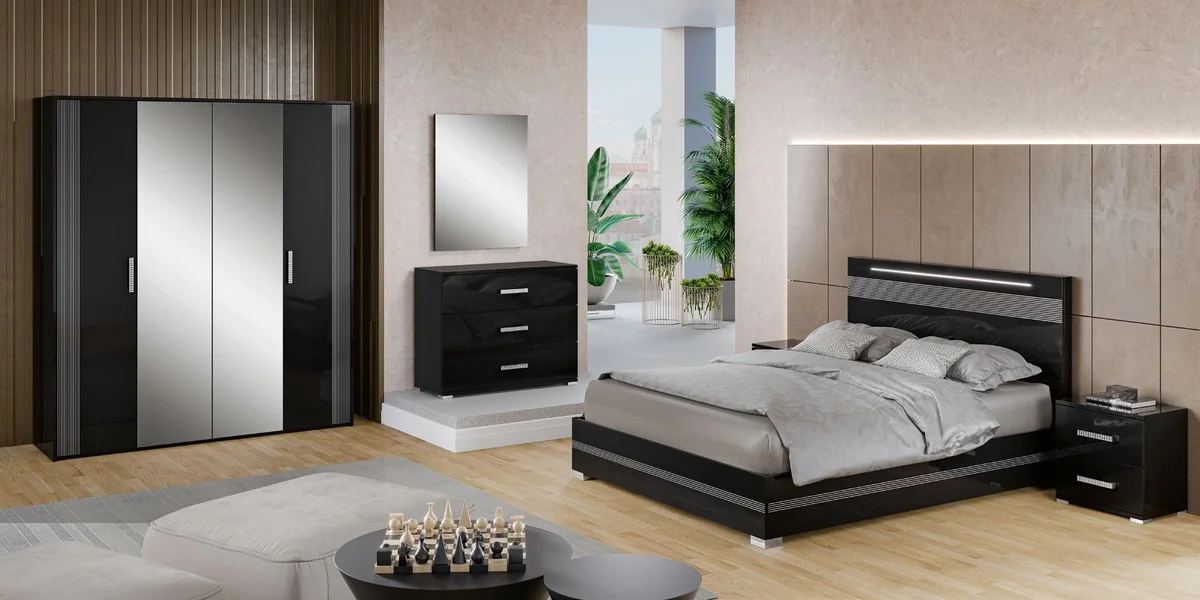 Schlafzimmer Odette Schwarz / Silber H2O