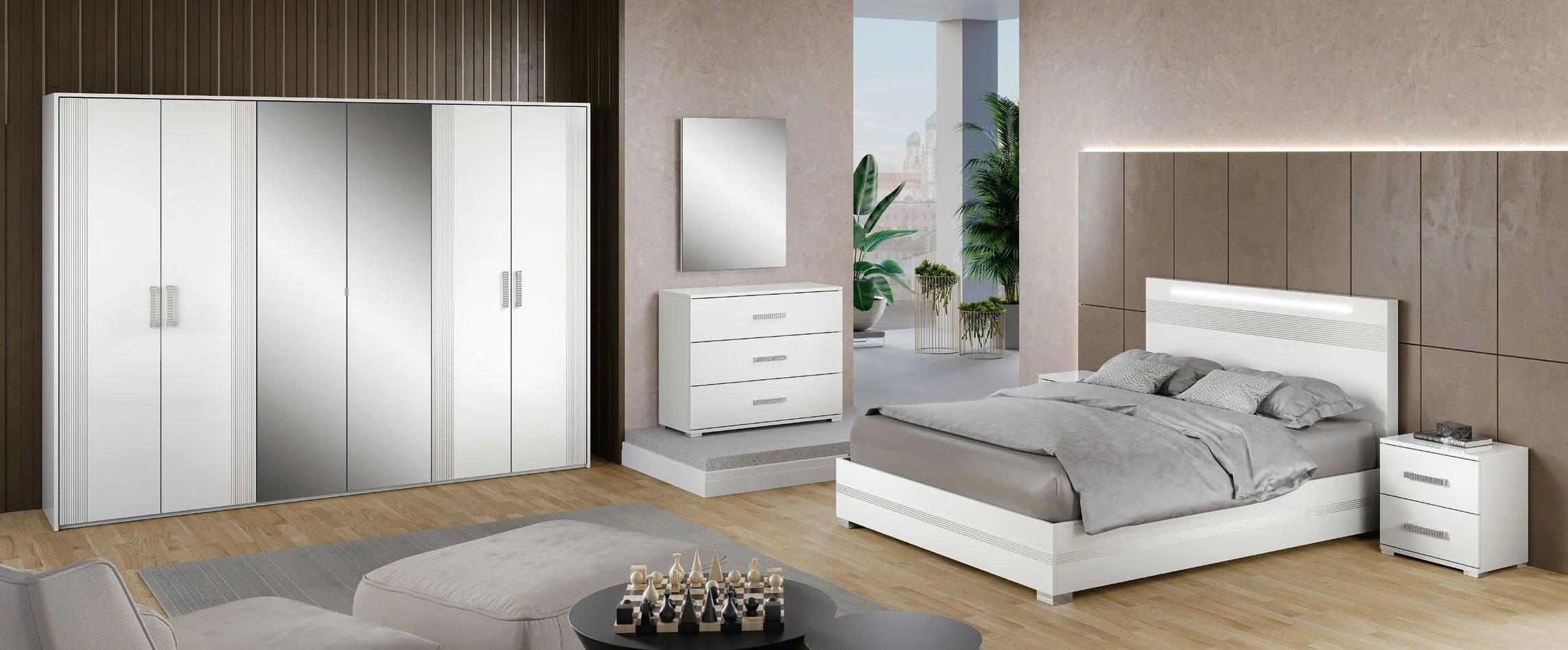 Schlafzimmer Odette Weiß / Silber H2O