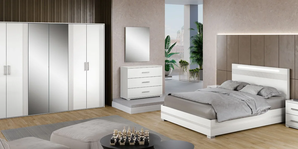 Schlafzimmer Odette Weiß / Silber H2O