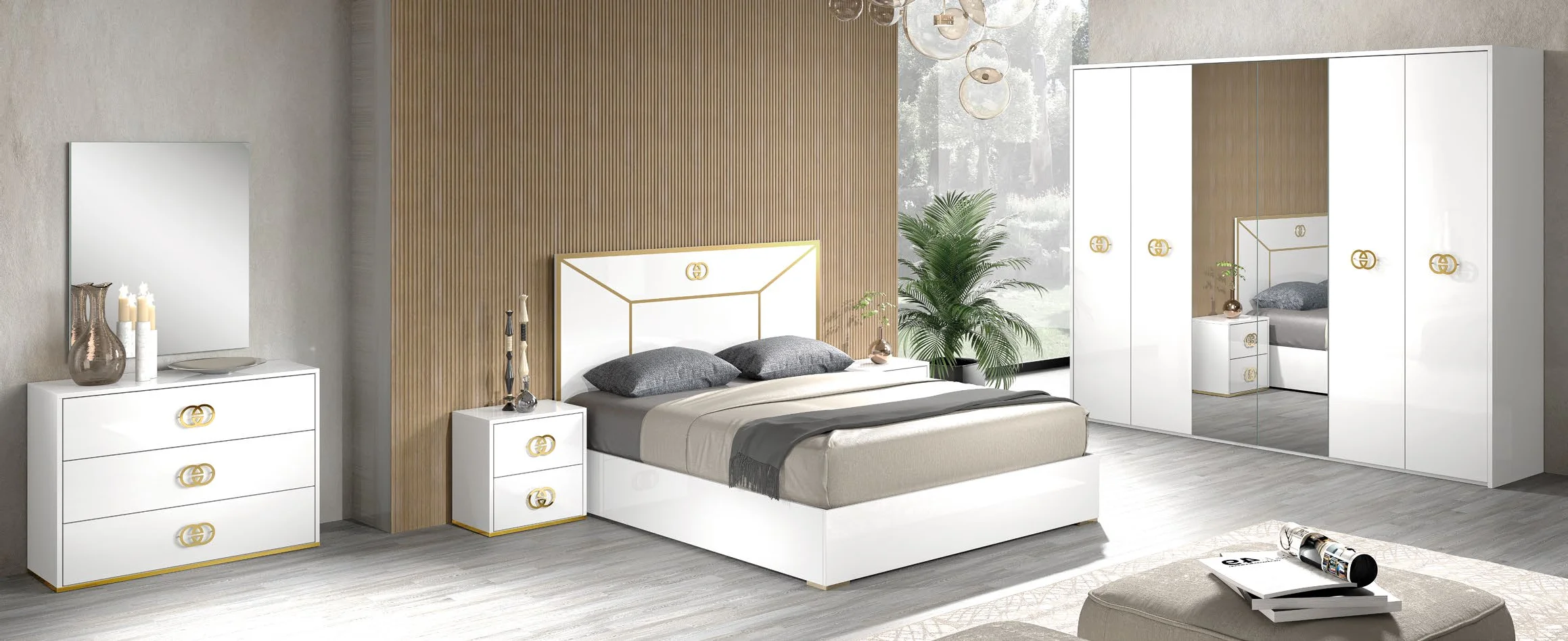 Schlafzimmer Vogue Weiß / Gold H2O